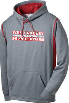Sport-tek Tech Fleece Hooded Sweatshirt, Grey Heather/Red